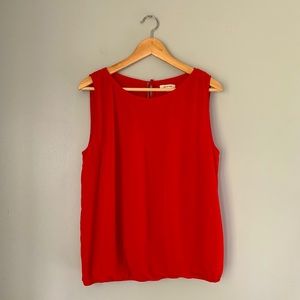 Max Studio Pleated Red Tank Top Blouse